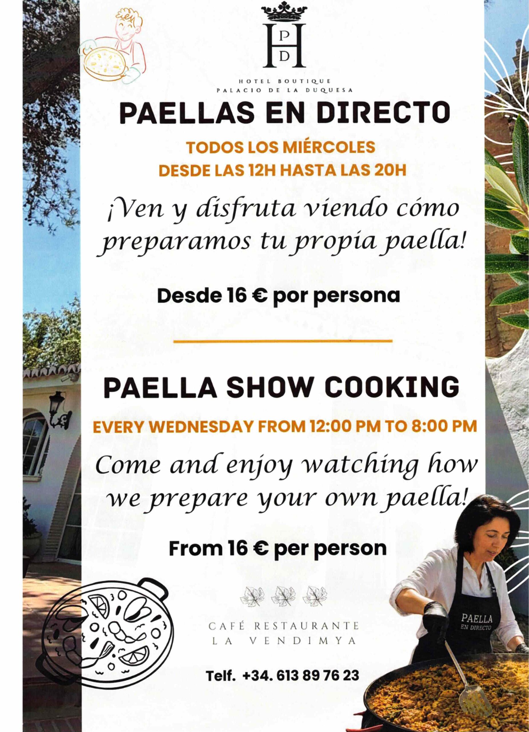 paellas en directo en Hotel Palacio de la Duquesa